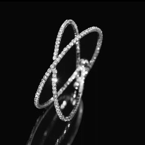 Silver rhinestones cuff X bracelet